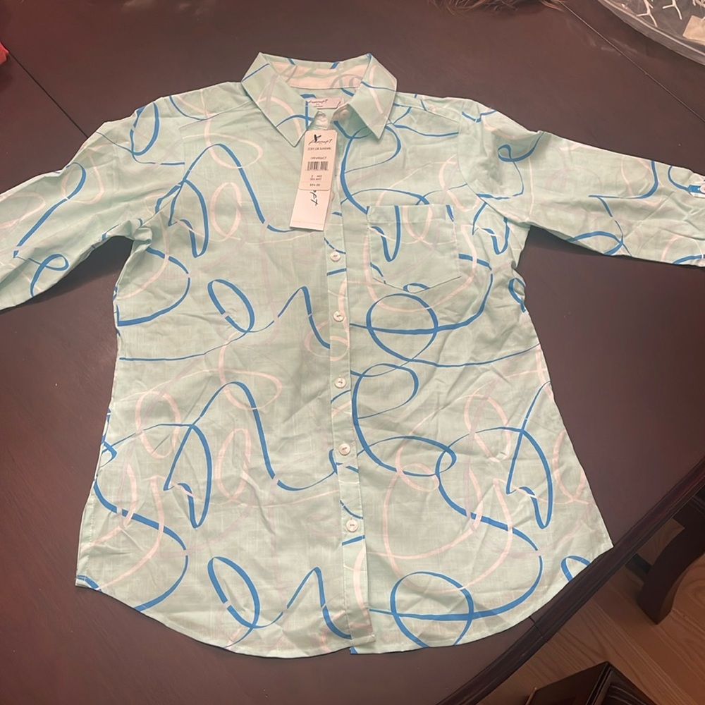 Foxcroft nwt Zoey LSR Sunswirl size 2 sea mist